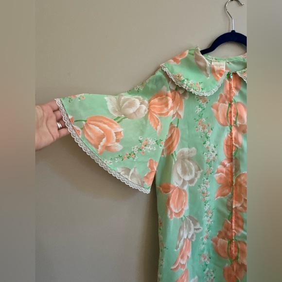 Vintage Floral Cottagecore Collared House Dress Mumu Nightgown with Pocket, USA - Picture 5 of 12